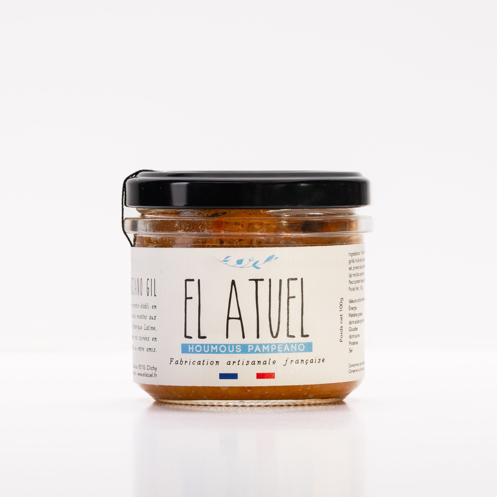 Tartinade végétarienne : houmous poivron fumé. Fabriqué en France. 