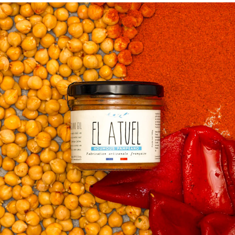 Houmous poivron fumé, fabrication artisanale et française. Pour vos apéritifs et tartines. 