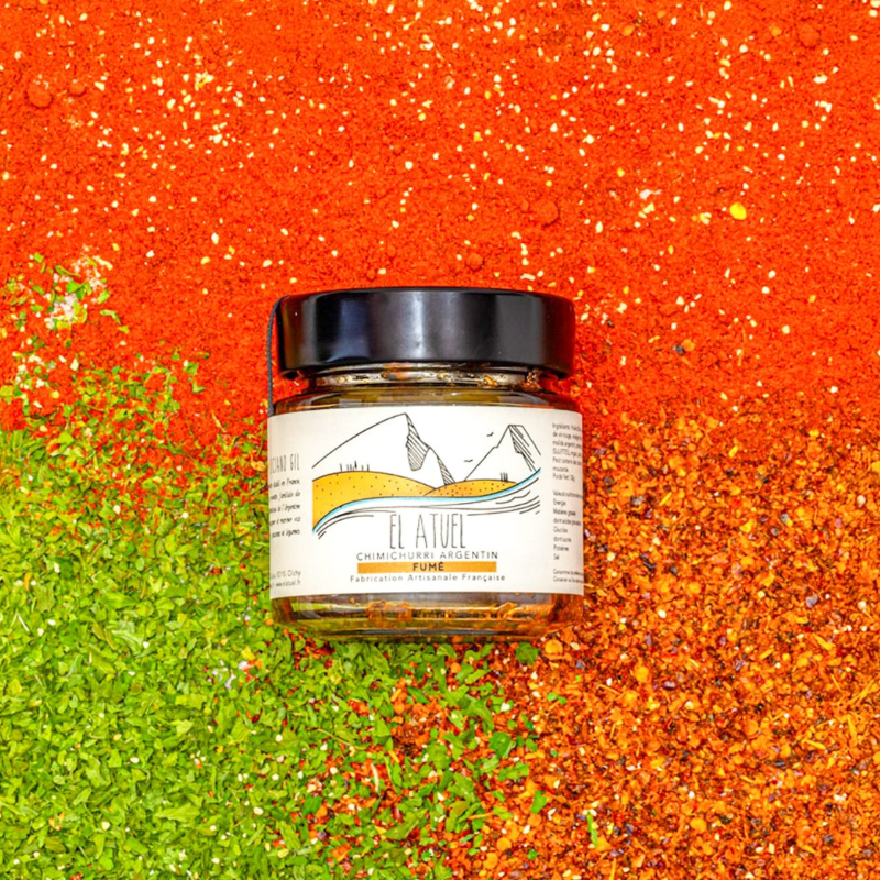Sauce chimi churri fumée, élaborée en France. Pour vos grillades, poissons et légumes grillés. 
