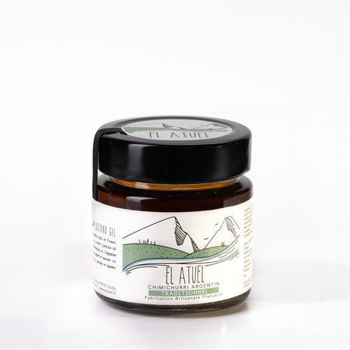 Sauce chimichurri argentin fabriqué et cuisiné en France par un chef Argentin. 